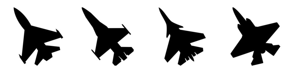 Fighter jet icon vector set. air Force illustration sign collection. aviation symbol. - obrazy, fototapety, plakaty
