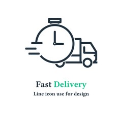 fast delivery truck icon isolated on white background, express delivery symbol vector illustration for web and mobile applications.