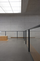 Modern room architecture design with metal handrails