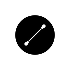 Cotton swab icon in black round