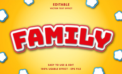 family editable text effect with modern and simple style, usable for logo or campaign title