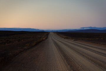 Fototapeta na wymiar Sunrise dirt road in Tankwa Karoo National Park