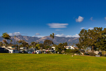 Fototapeta na wymiar Spring day with passing clouds on the Santa Barbara Mesa