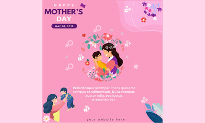 Mothers Day Template design Illustration Symbols of love 