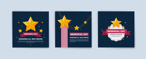 Obraz na płótnie Canvas Memorial day greeting card displayed with the national flag of the United States of America. Social media templates for memorial day.