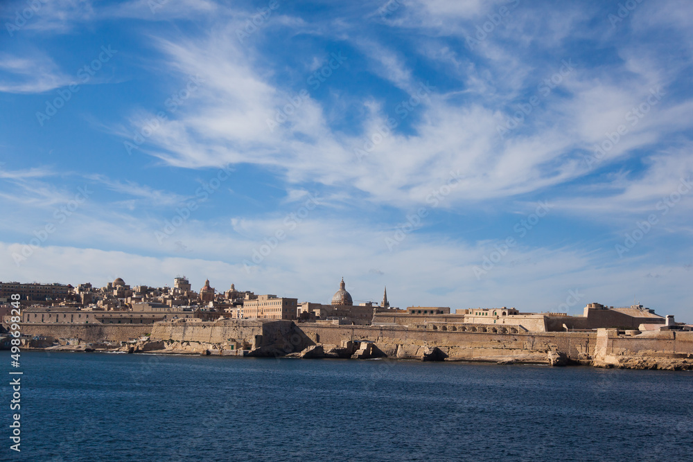 Wall mural Malta coast and architecture in the Mediterranean Sea.