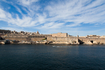 Naklejka premium Malta coast and architecture in the Mediterranean Sea.