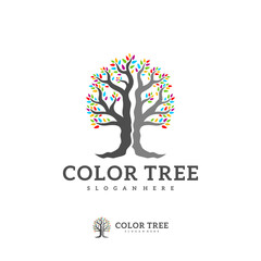 Colorful Tree logo vector template, Creative Tree logo design concepts