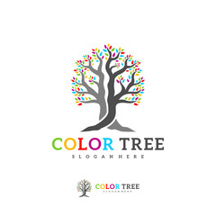 Obraz premium Colorful Tree logo vector template, Creative Tree logo design concepts