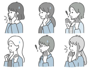 驚く若い女性の横向き上半身セット（私服）