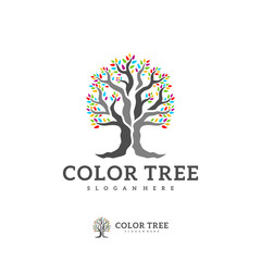 Obraz premium Colorful Tree logo vector template, Creative Tree logo design concepts