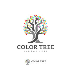 Colorful Tree logo vector template, Creative Tree logo design concepts