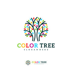 Colorful Tree logo vector template, Creative Tree logo design concepts