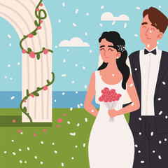 wedding couple in the garden