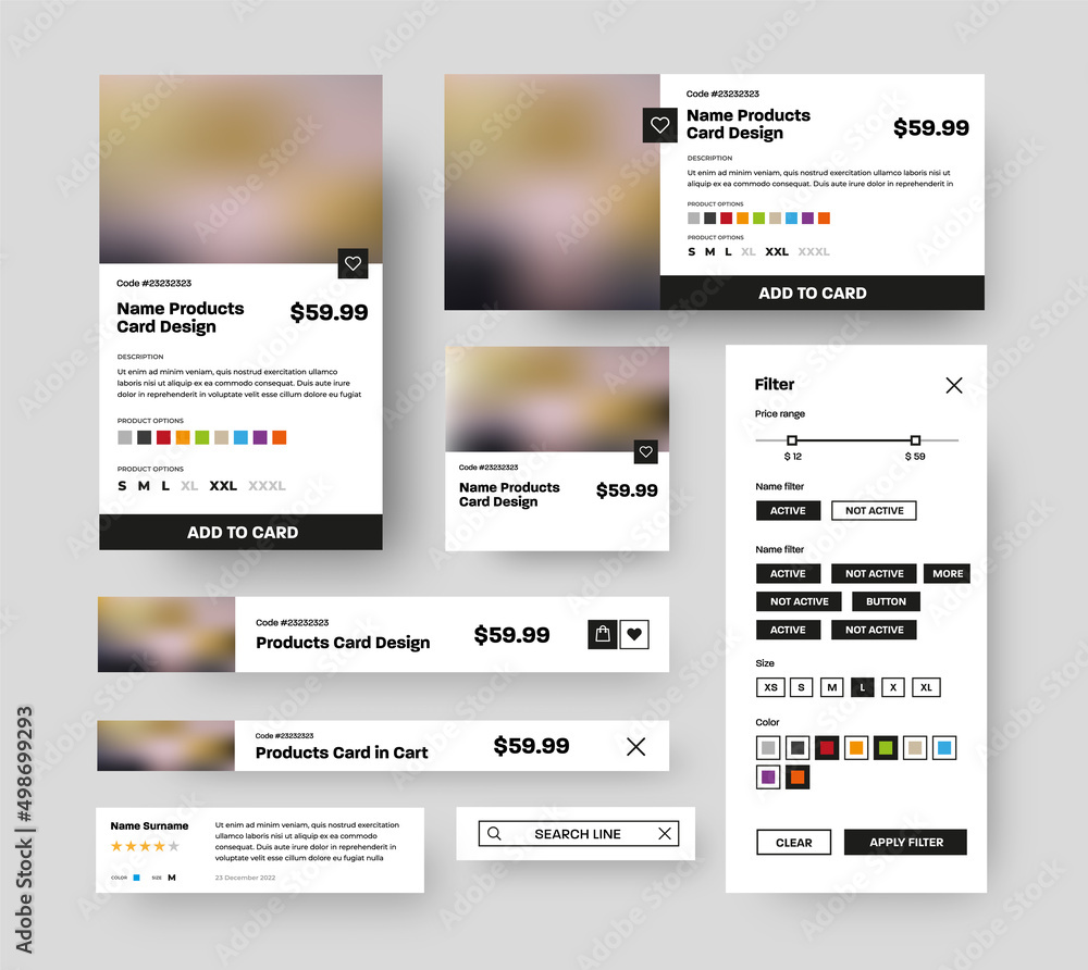 Poster Set of vector product UI cards for mobile app stores.