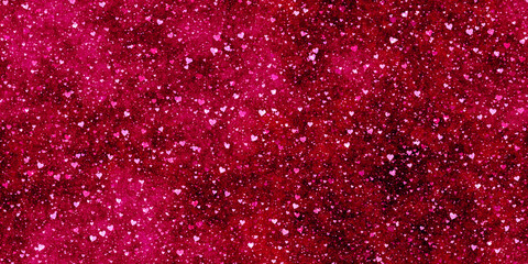 Colorful heart confetti in falling texture background.

(Tiles seamless, 2D rendering computer digitally generated illustration.)