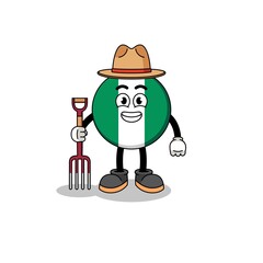 Cartoon mascot of nigeria flag farmer