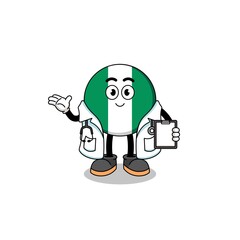 Cartoon mascot of nigeria flag doctor