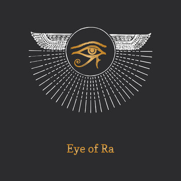 Eye of Ra, vector illustration in engraving style.