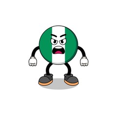 nigeria flag cartoon illustration with angry expression