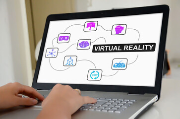 Virtual reality concept on a laptop screen