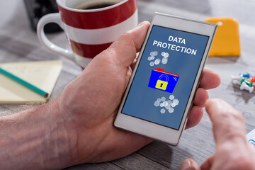 Data protection concept on a smartphone