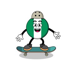 nigeria flag mascot playing a skateboard