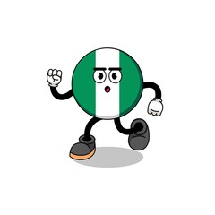 running nigeria flag mascot illustration
