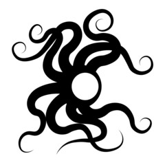 Octopus silhouette design element for logo building