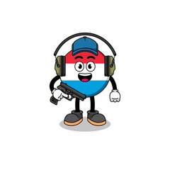 Character mascot of luxembourg doing shooting range