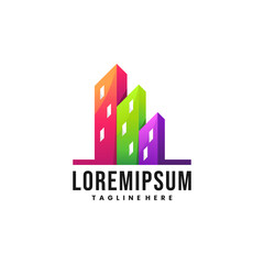 Fototapeta premium colorful city buildings logo icon