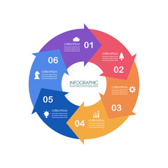 Circle presentation and chart infographic with arrow symbol