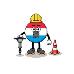 Character cartoon of luxembourg working on road construction