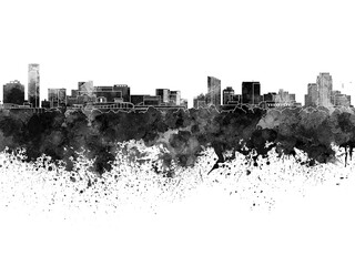 Grand Rapids skyline in black watercolor