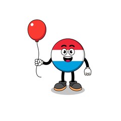 Cartoon of luxembourg holding a balloon