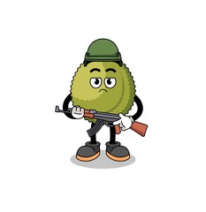 Cartoon of durian fruit soldier