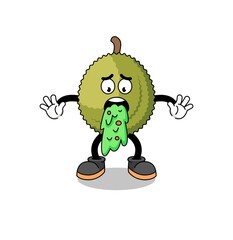 durian fruit mascot cartoon vomiting