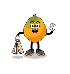 Cartoon of papaya fruit shopping