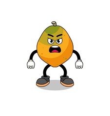papaya fruit cartoon illustration with angry expression