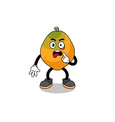 Character Illustration of papaya fruit with tongue sticking out