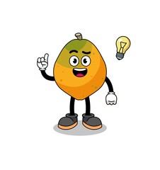 papaya fruit cartoon with get an idea pose