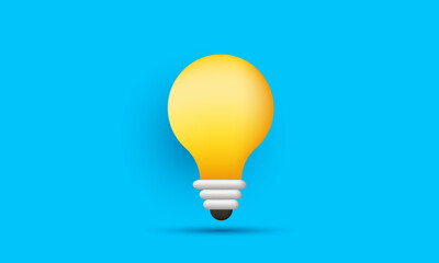 3d ball light bulb isolated on blue background
