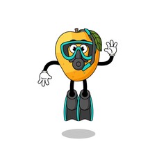 Character cartoon of mango fruit as a diver