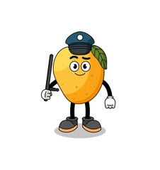 Cartoon Illustration of mango fruit police