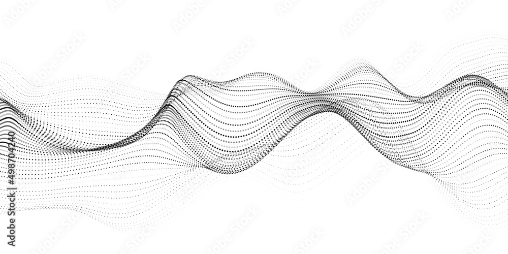 Aufkleber digital dynamic wave of particles. vector abstract white futuristic background. big data visualizati
