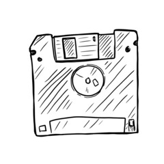 Floppy disk sketch vector illustration isolated on white background