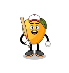 mango fruit mascot cartoon as a baseball player