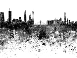 Obraz premium Guangzhou skyline in watercolor on white background