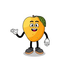 mango fruit cartoon with welcome pose