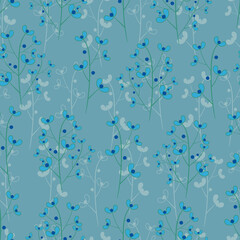 plants and leaves seamless pattern. Small colorful multicolor plants and leaves. EPS, vector, illustration.